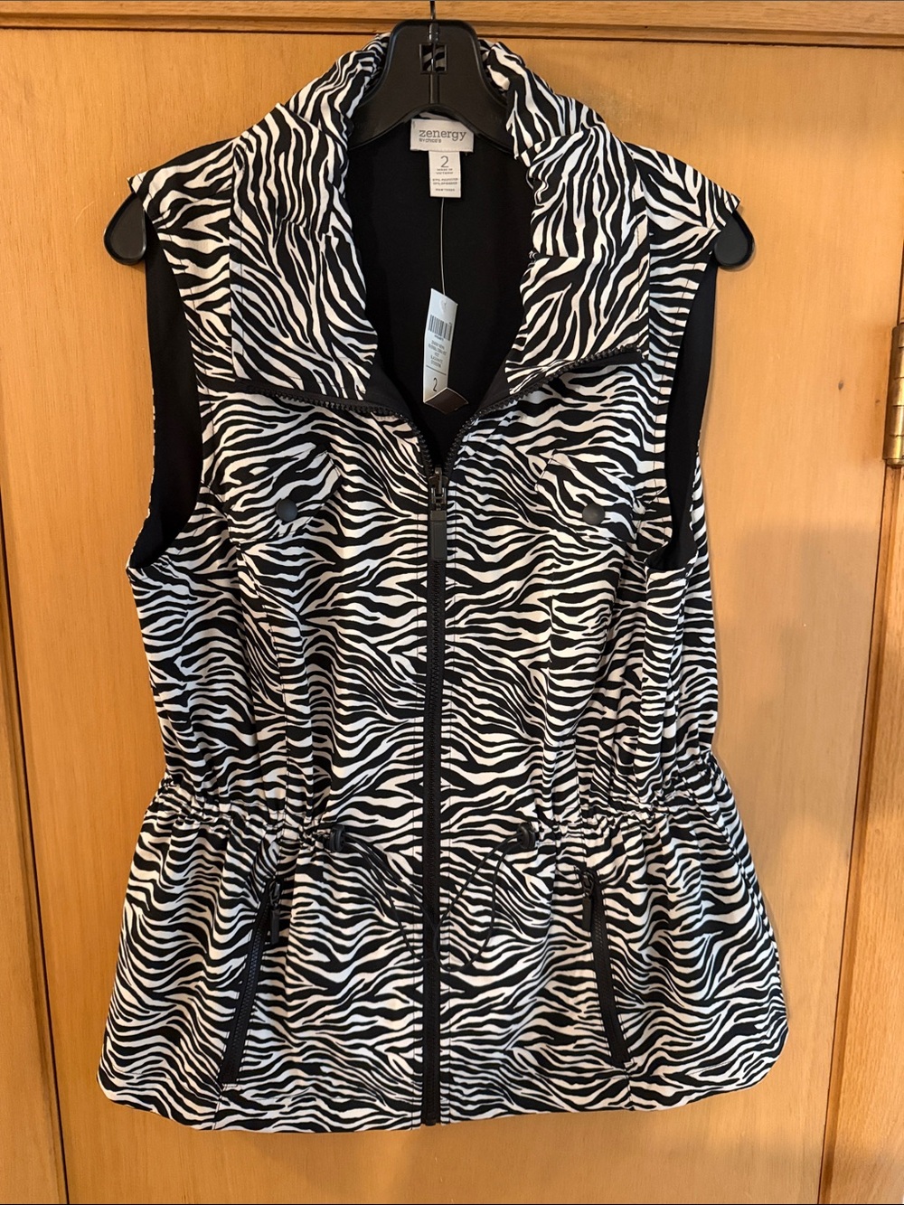 Zenergy Neema Reversible Zebra Zip-Front Vest New Black White Size 12 Large (2)
